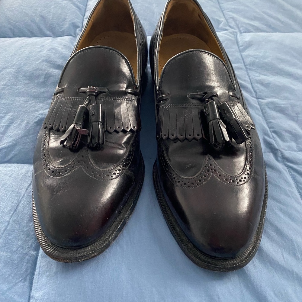 Johnston & Murphy Men’s black slip on Leather shoes size 10 E/C